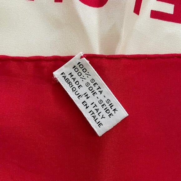 Chanel Vintage Scarf – Red Silk with Signature Flap Bag Print & Quilted Design - Picture 9 of 11